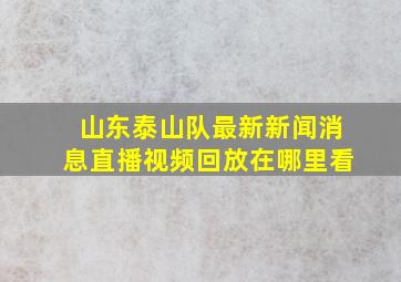 山东泰山队最新新闻消息直播视频回放在哪里看