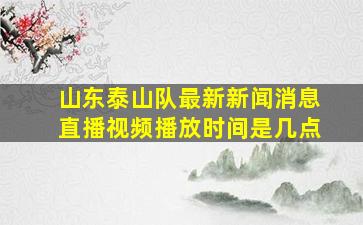 山东泰山队最新新闻消息直播视频播放时间是几点