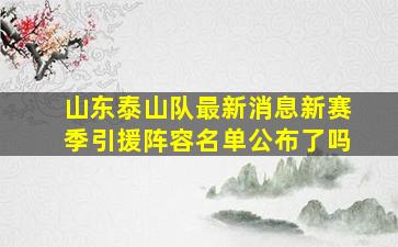 山东泰山队最新消息新赛季引援阵容名单公布了吗