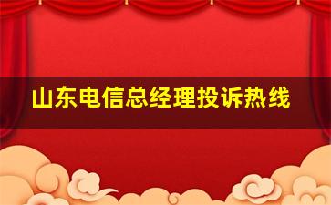 山东电信总经理投诉热线