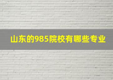 山东的985院校有哪些专业