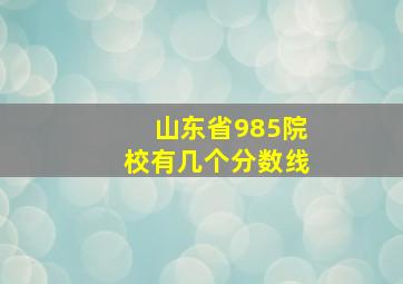 山东省985院校有几个分数线