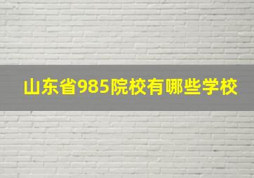 山东省985院校有哪些学校