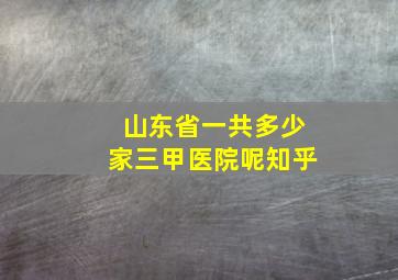 山东省一共多少家三甲医院呢知乎