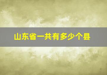 山东省一共有多少个县