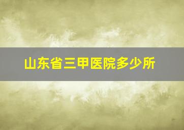 山东省三甲医院多少所