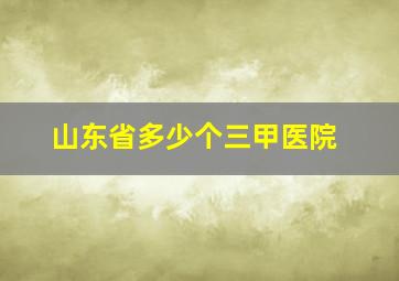 山东省多少个三甲医院