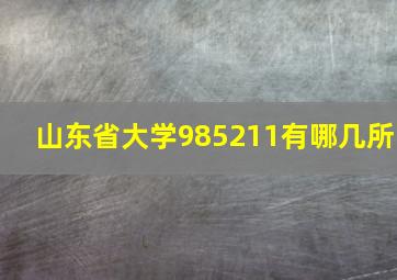 山东省大学985211有哪几所