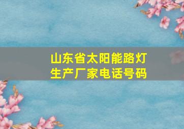 山东省太阳能路灯生产厂家电话号码