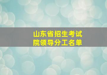 山东省招生考试院领导分工名单