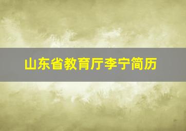 山东省教育厅李宁简历