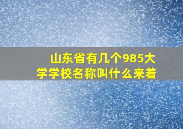 山东省有几个985大学学校名称叫什么来着