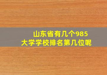 山东省有几个985大学学校排名第几位呢