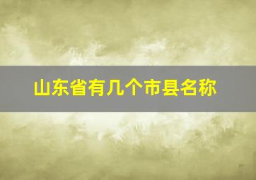 山东省有几个市县名称