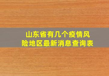 山东省有几个疫情风险地区最新消息查询表