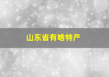 山东省有啥特产