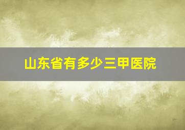 山东省有多少三甲医院