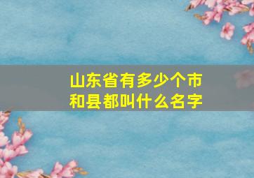 山东省有多少个市和县都叫什么名字