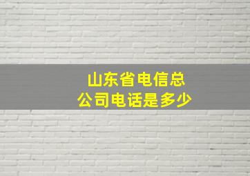 山东省电信总公司电话是多少