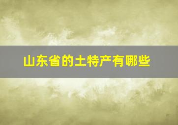 山东省的土特产有哪些