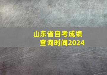 山东省自考成绩查询时间2024