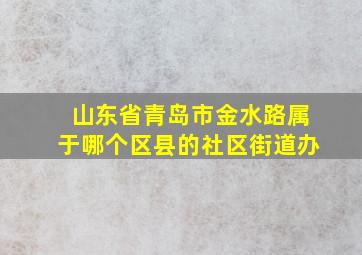 山东省青岛市金水路属于哪个区县的社区街道办