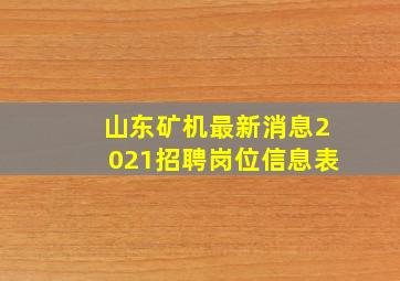 山东矿机最新消息2021招聘岗位信息表