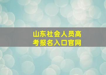 山东社会人员高考报名入口官网