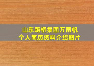 山东路桥集团万雨帆个人简历资料介绍图片