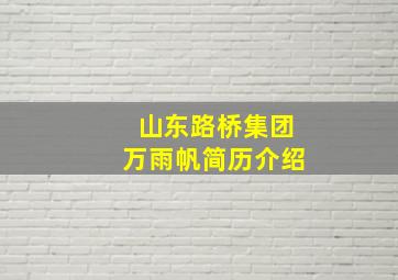 山东路桥集团万雨帆简历介绍