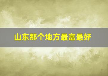 山东那个地方最富最好