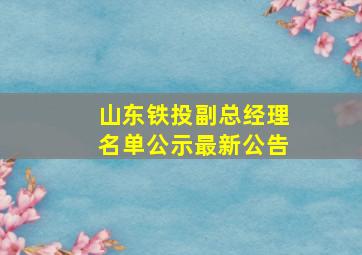 山东铁投副总经理名单公示最新公告