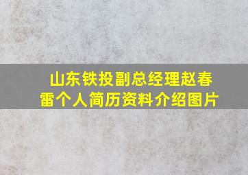 山东铁投副总经理赵春雷个人简历资料介绍图片