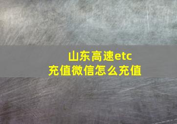 山东高速etc充值微信怎么充值