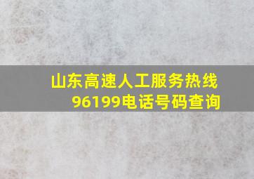 山东高速人工服务热线96199电话号码查询