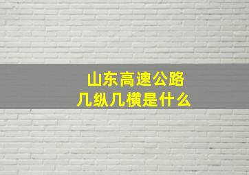 山东高速公路几纵几横是什么