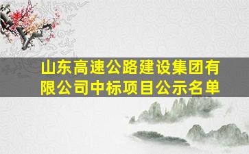 山东高速公路建设集团有限公司中标项目公示名单