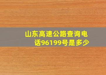 山东高速公路查询电话96199号是多少