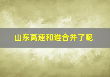 山东高速和谁合并了呢