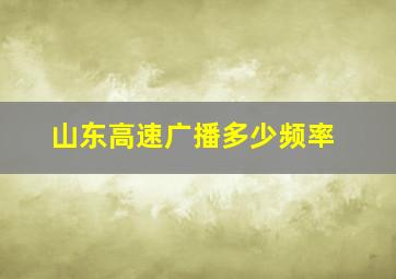 山东高速广播多少频率