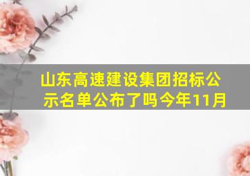 山东高速建设集团招标公示名单公布了吗今年11月