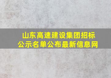 山东高速建设集团招标公示名单公布最新信息网