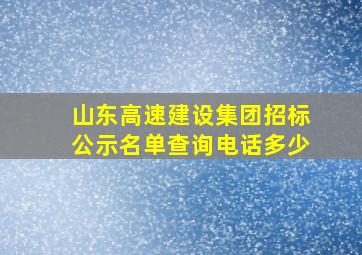 山东高速建设集团招标公示名单查询电话多少