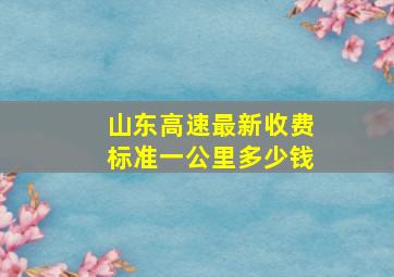 山东高速最新收费标准一公里多少钱