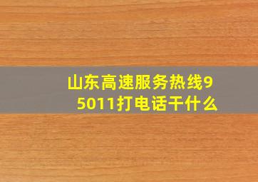 山东高速服务热线95011打电话干什么