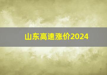 山东高速涨价2024