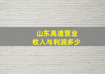 山东高速营业收入与利润多少