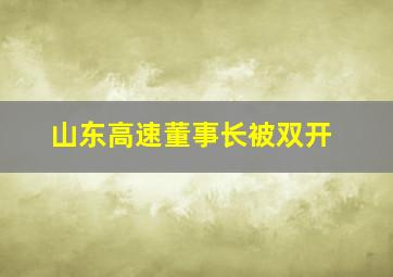 山东高速董事长被双开