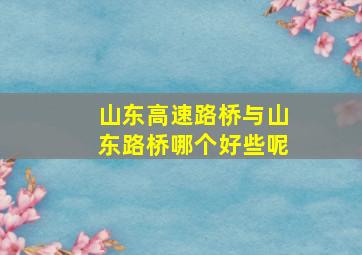 山东高速路桥与山东路桥哪个好些呢