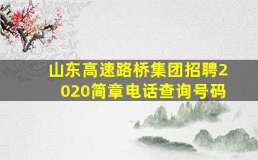 山东高速路桥集团招聘2020简章电话查询号码